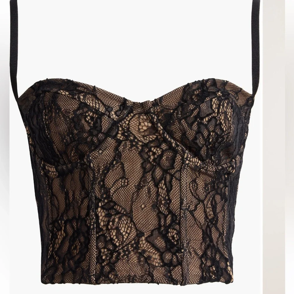 GOOD AMERICAN BLACK LACE BUSTIER LARGE - Picture 6 of 8